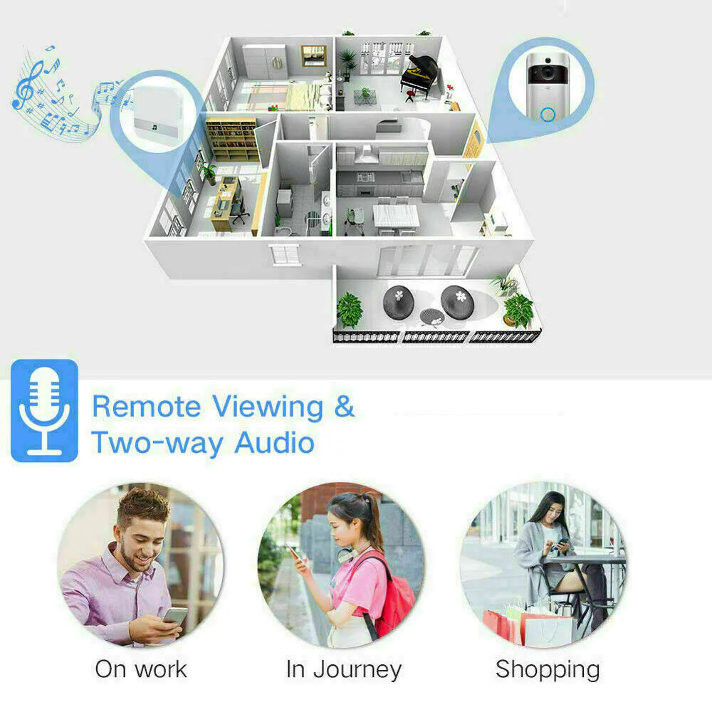 Wifi Ring Doorbell 1080P HD Security Camera Wireless Door Bell Camera with Chime