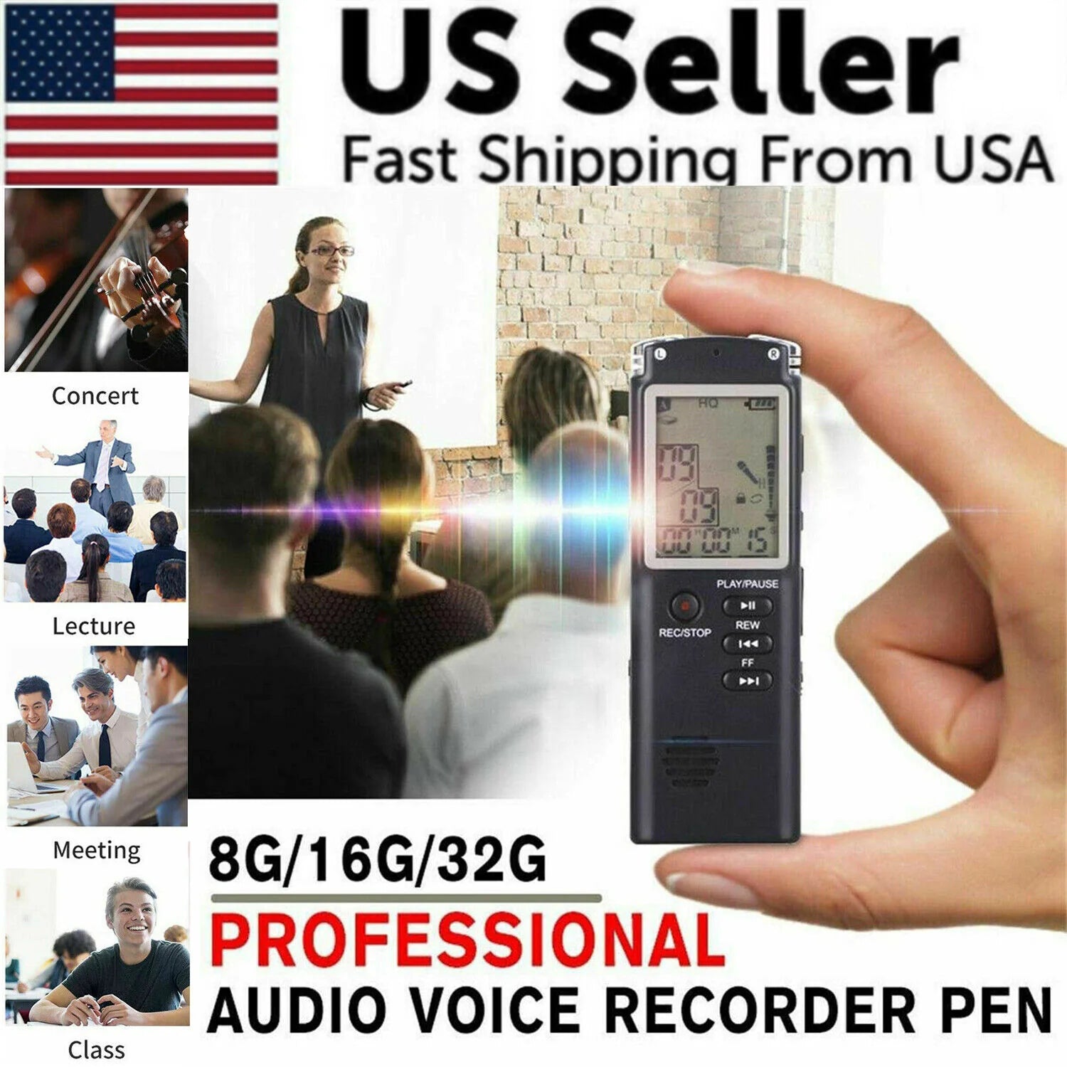 Voice Activated Mini Digital Sound Audio Recorder Dictaphone MP3 Player