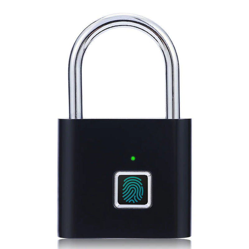 Black Silver USB Rechargeable Door Smart Lock Fingerprint Padlock Quick Unlock Zinc Alloy Metal 