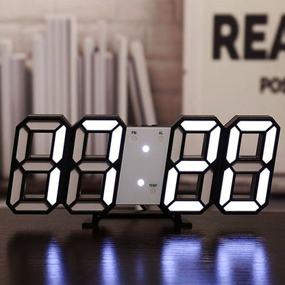 Digital 3D LED Big Wall Desk Alarm Clock Auto Brightness USB