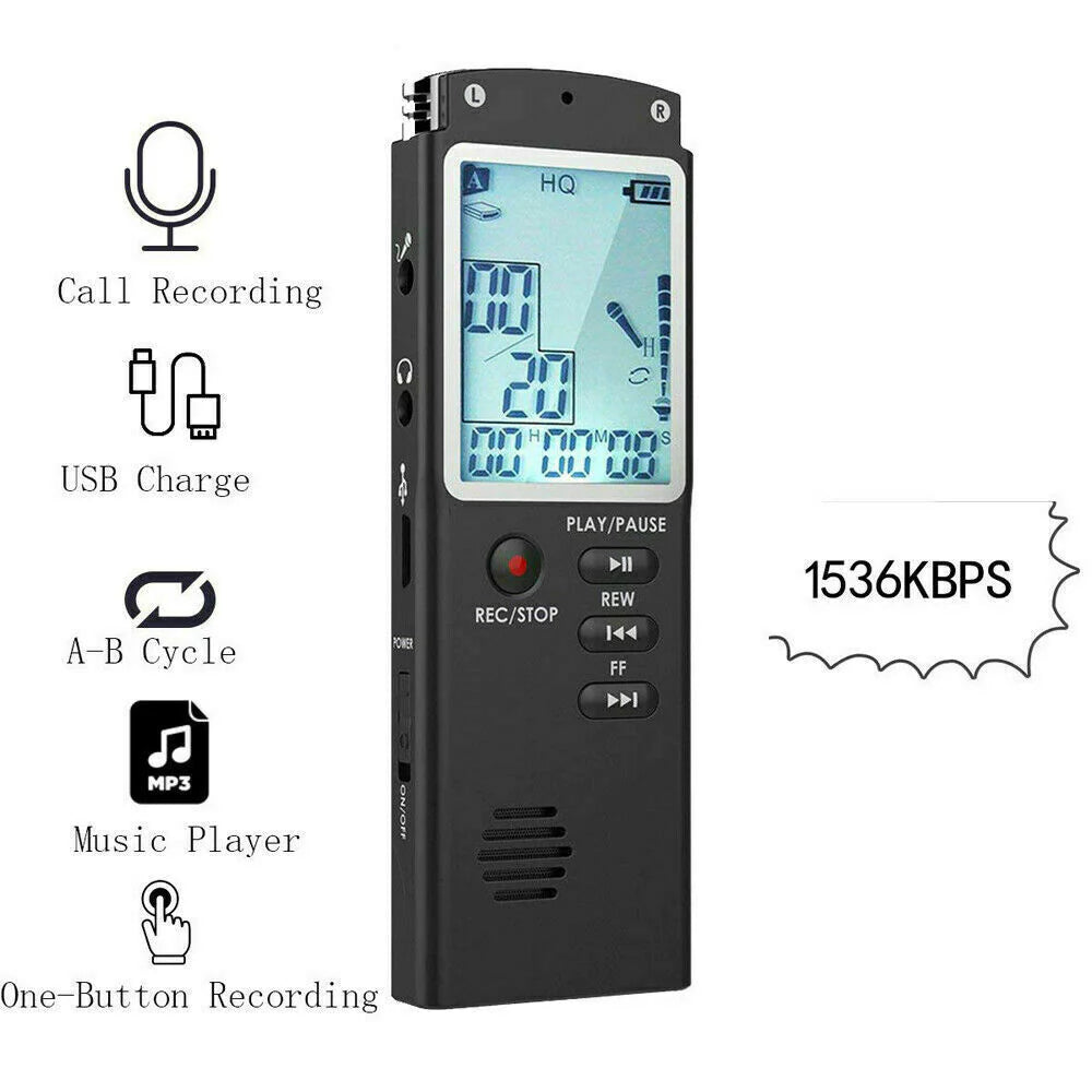 Voice Activated Mini Digital Sound Audio Recorder Dictaphone MP3 Player