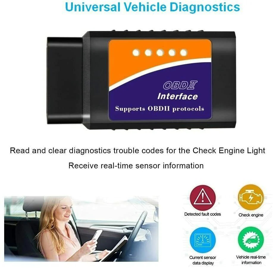 Check Engine Fault Code Reader, Bluetooth OBD2 OBDII Car Diagnostic Scanner Tool