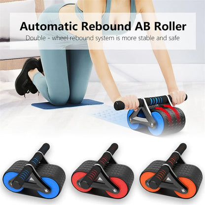 Double Wheel Abdominal Exerciser, Automatic Rebound, Ab Wheel Roller, Waist Trainer 