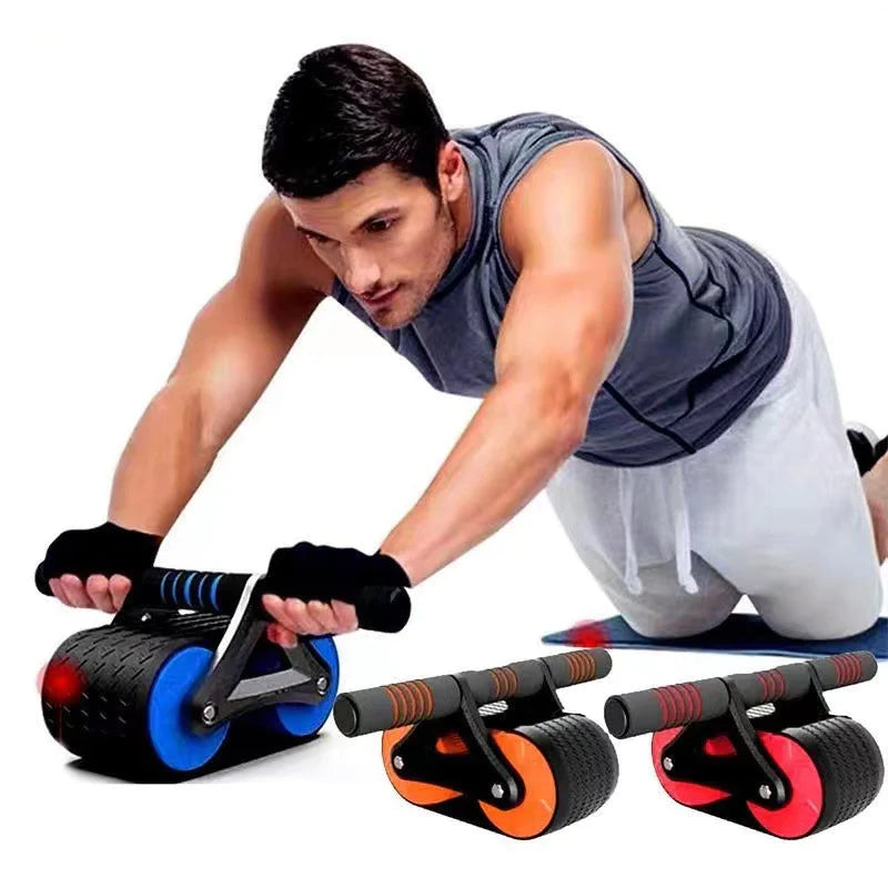 Double Wheel Abdominal Exerciser, Automatic Rebound, Ab Wheel Roller, Waist Trainer 