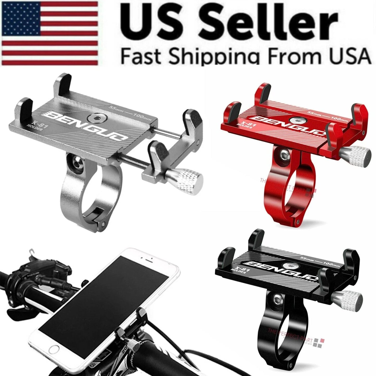 Aluminum Motorcycle/Bicycle Handlebar Mount for Cell Phone GPS 