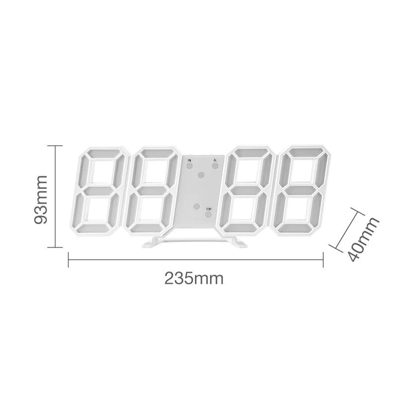 Digital 3D LED Big Wall Desk Alarm Clock Auto Brightness USB