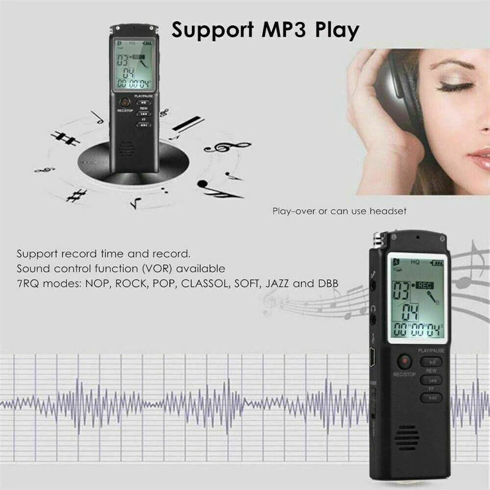 Voice Activated Mini Digital Sound Audio Recorder Dictaphone MP3 Player