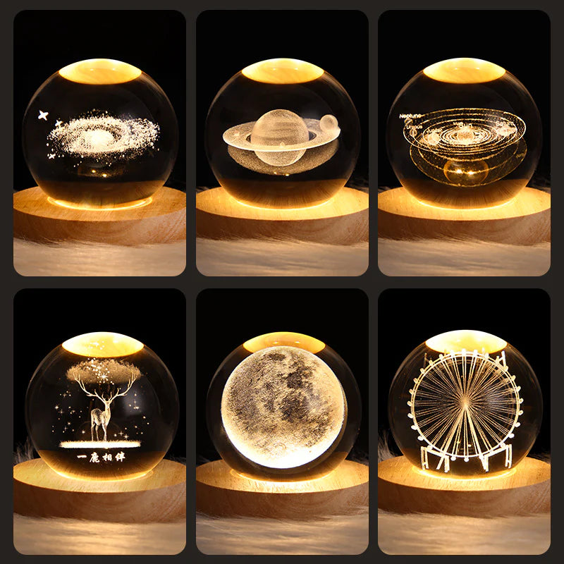 Starry Sky and Planets, Moon Crystal Ball Projection, Small Night Lamp, Creative Ambience Light