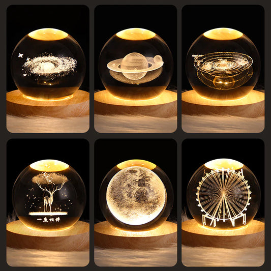Starry Sky and Planets, Moon Crystal Ball Projection, Small Night Lamp, Creative Ambience Light