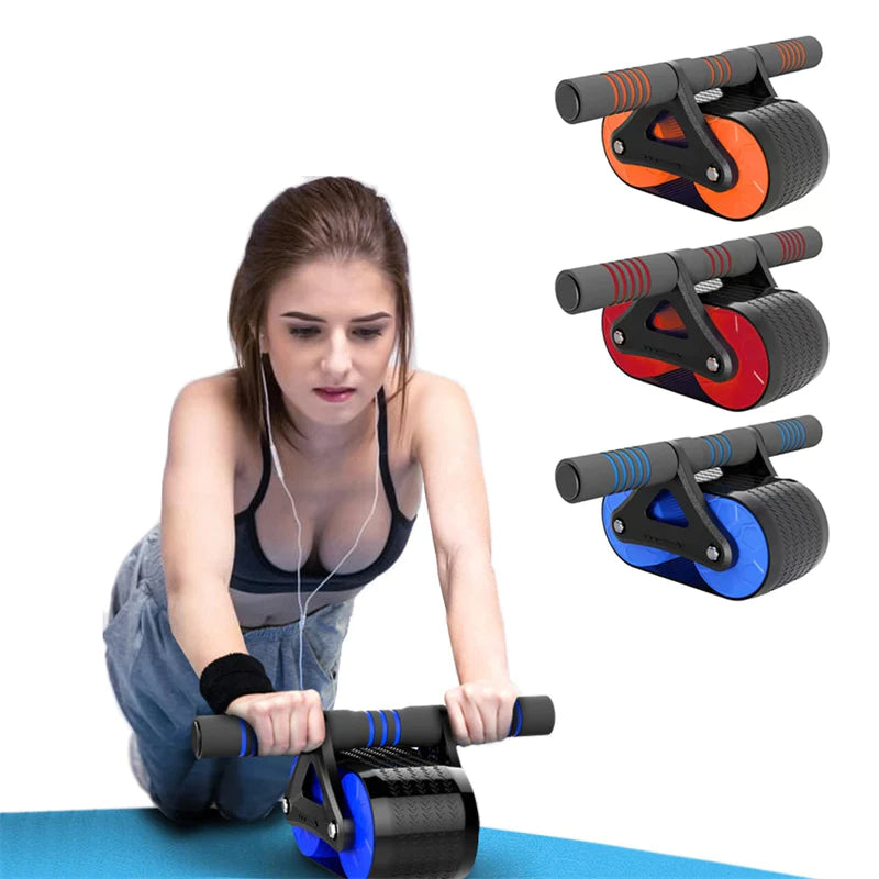 Double Wheel Abdominal Exerciser, Automatic Rebound, Ab Wheel Roller, Waist Trainer 