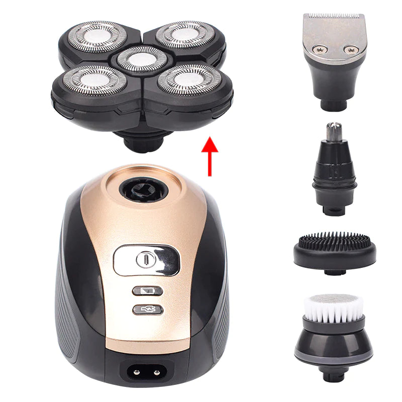 5-In-1 Rotary Electric Shaver 4D Rechargeable Bald Head Hair Beard Trimmer Razor