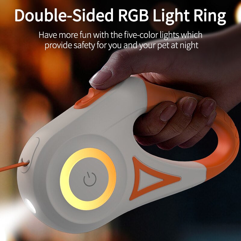 5M Automatic Retractable Dog Leash LED Luminous Fashion Light 