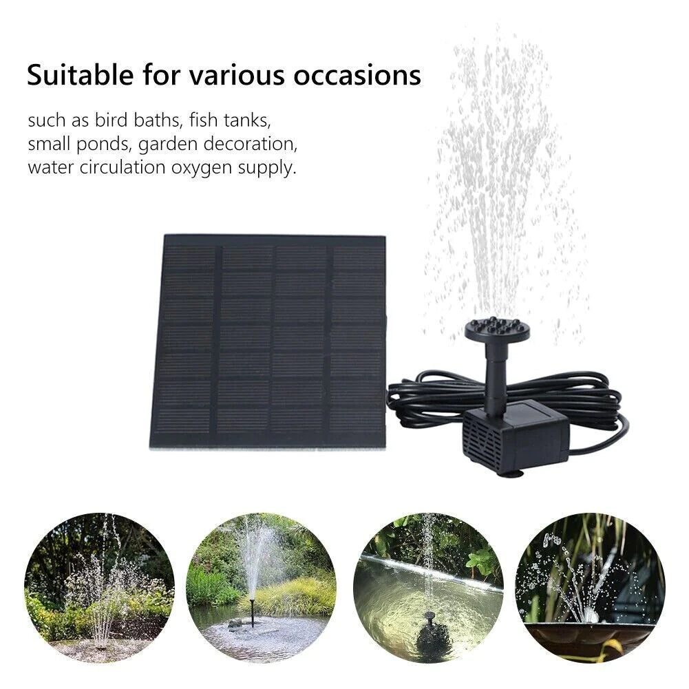 Solar Power Fountain Submersible Floating Water Pump Bird Bath Pond Garden Pool