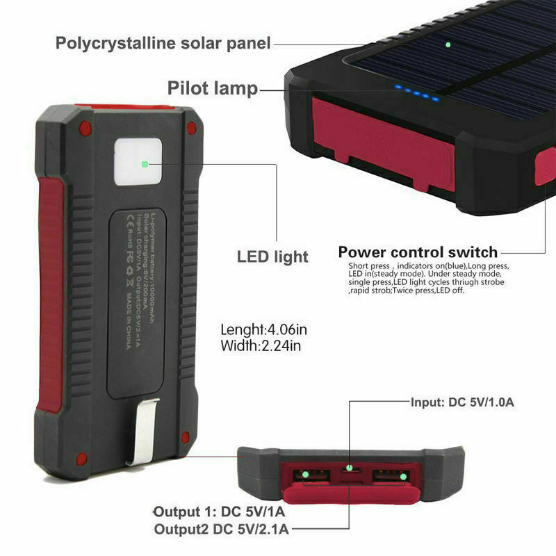 2023 Super Powerful USB Portable Charger Solar Power Bank for Cell Phone