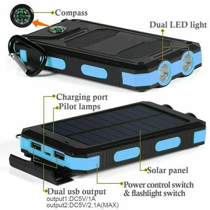 2023 Super Powerful USB Portable Charger Solar Power Bank for Cell Phone