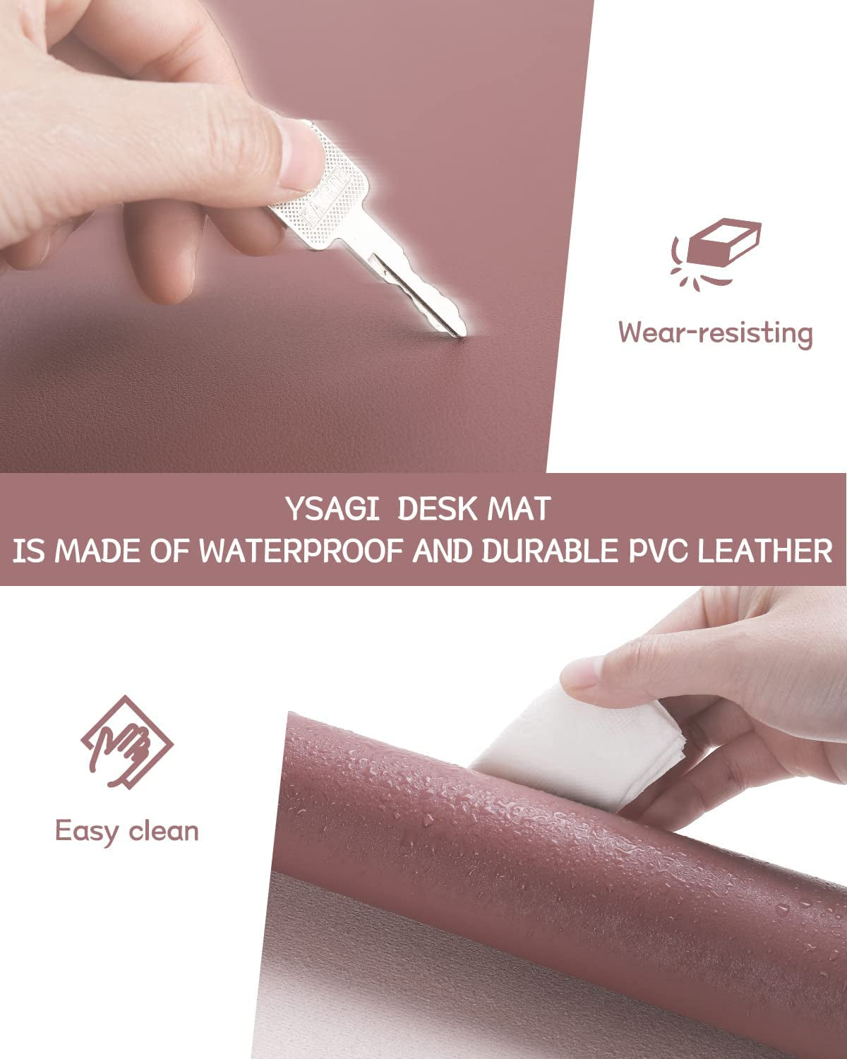 Non-Slip Desk Pad, Waterproof PVC Leather, Ultra Thin Large Mouse Pad, Easy Clean Laptop/Writing Mat