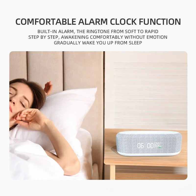 Wireless Charger, Alarm Clock, Time LED Light, Thermometer, Earphone Phone Charger, Fast Charging Dock Station 