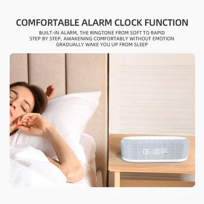 Wireless Charger, Alarm Clock, Time LED Light, Thermometer, Earphone Phone Charger, Fast Charging Dock Station 