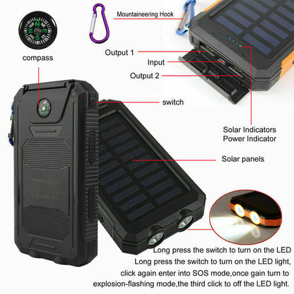 2023 Super Powerful USB Portable Charger Solar Power Bank for Cell Phone