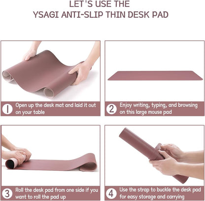 Non-Slip Desk Pad, Waterproof PVC Leather, Ultra Thin Large Mouse Pad, Easy Clean Laptop/Writing Mat