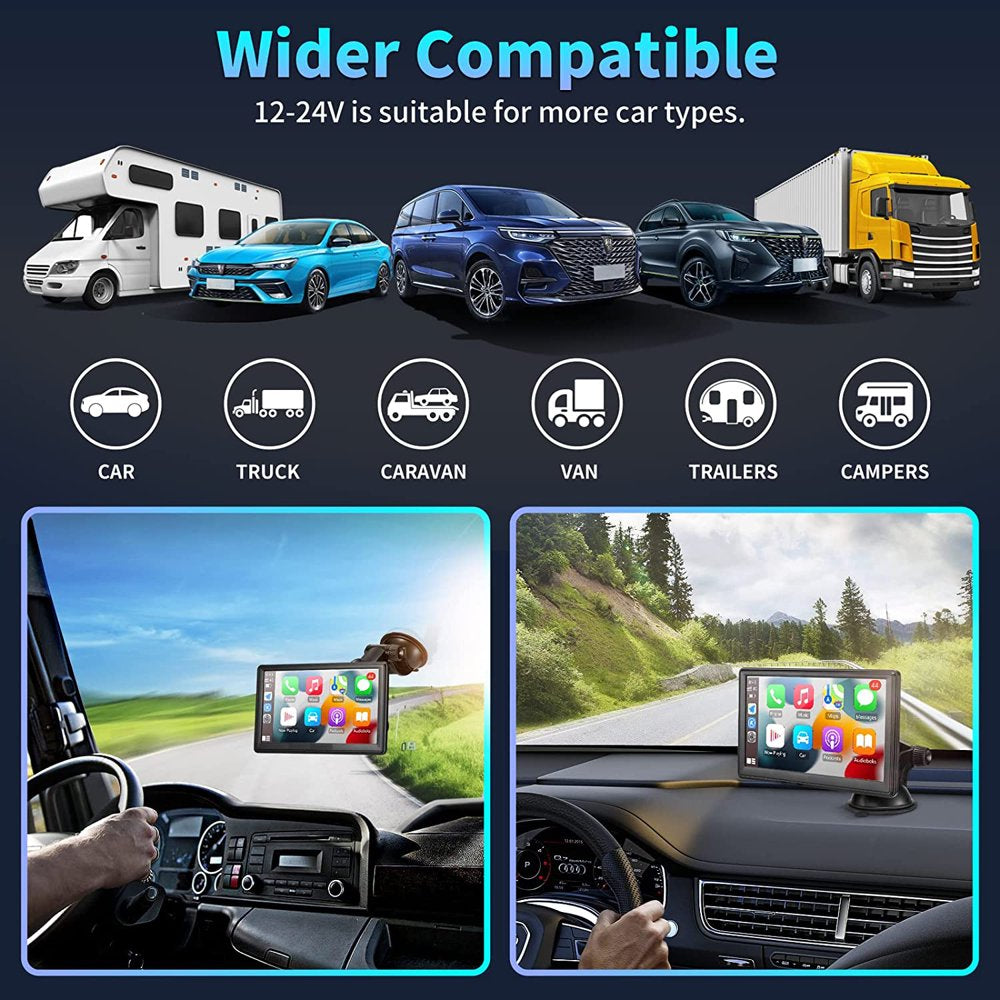 7-Inch Touchscreen Wireless Car Stereo, Portable Apple Carplay Car Radio Receiver GPS