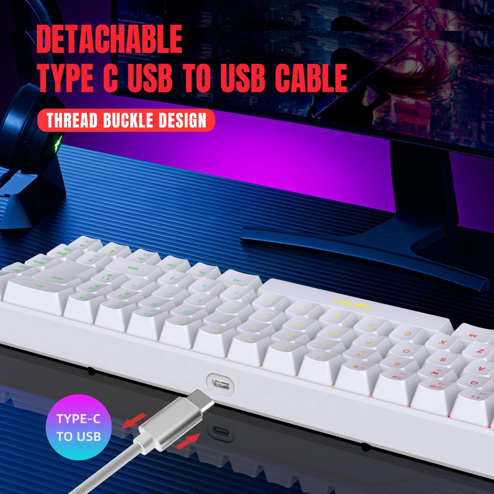 V200 Wired K68 RGB Streamer Mini Gaming Keyboard 19-Key Conflict-Free Membrane Keyboard but Mechanical Feel for Game/Office