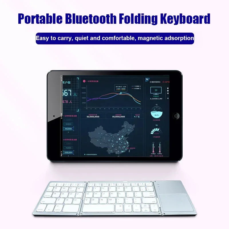 Wireless Folding Keyboard Bluetooth Keyboard with Touchpad for Windows, Android, Ios,Phone,Multi-Function Button Mini Keyboard