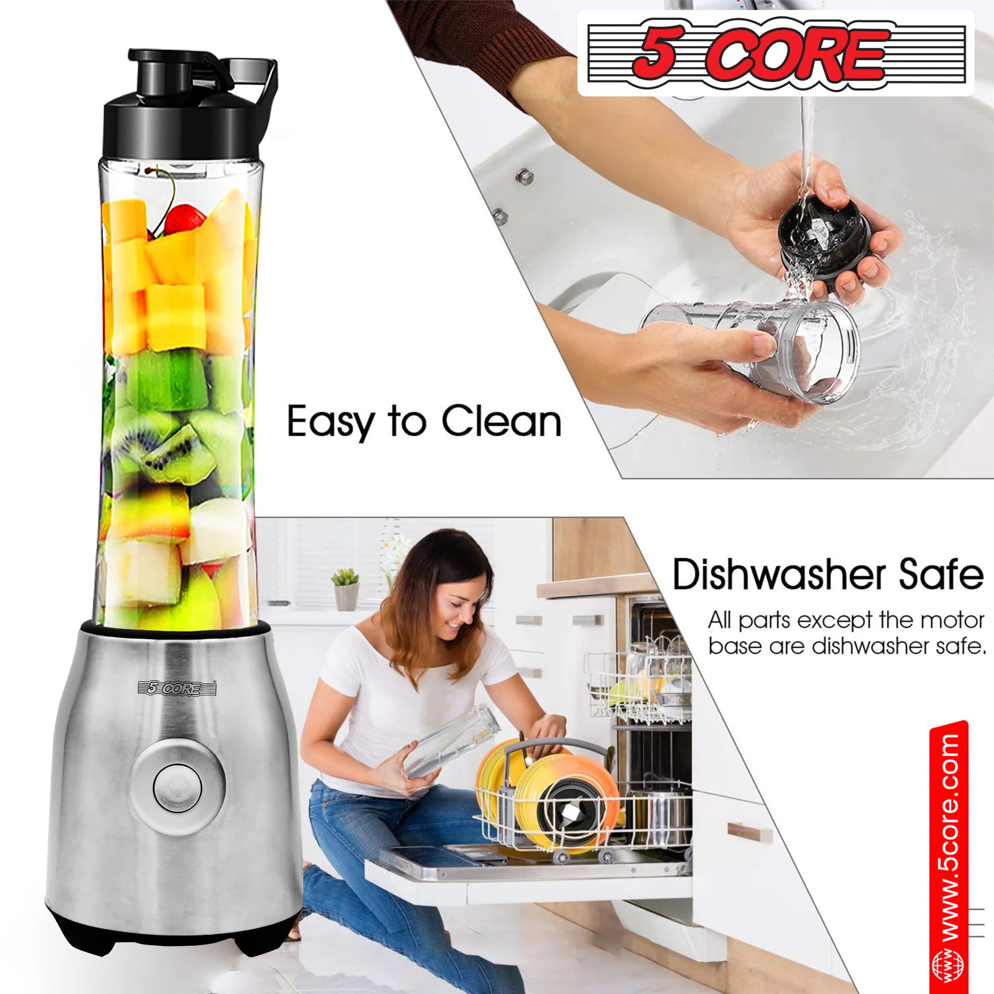 5 Core Portable Blenders for Kitchen 20 Oz Capacity 300 Watt Personal Blender Small Smoothie Maker