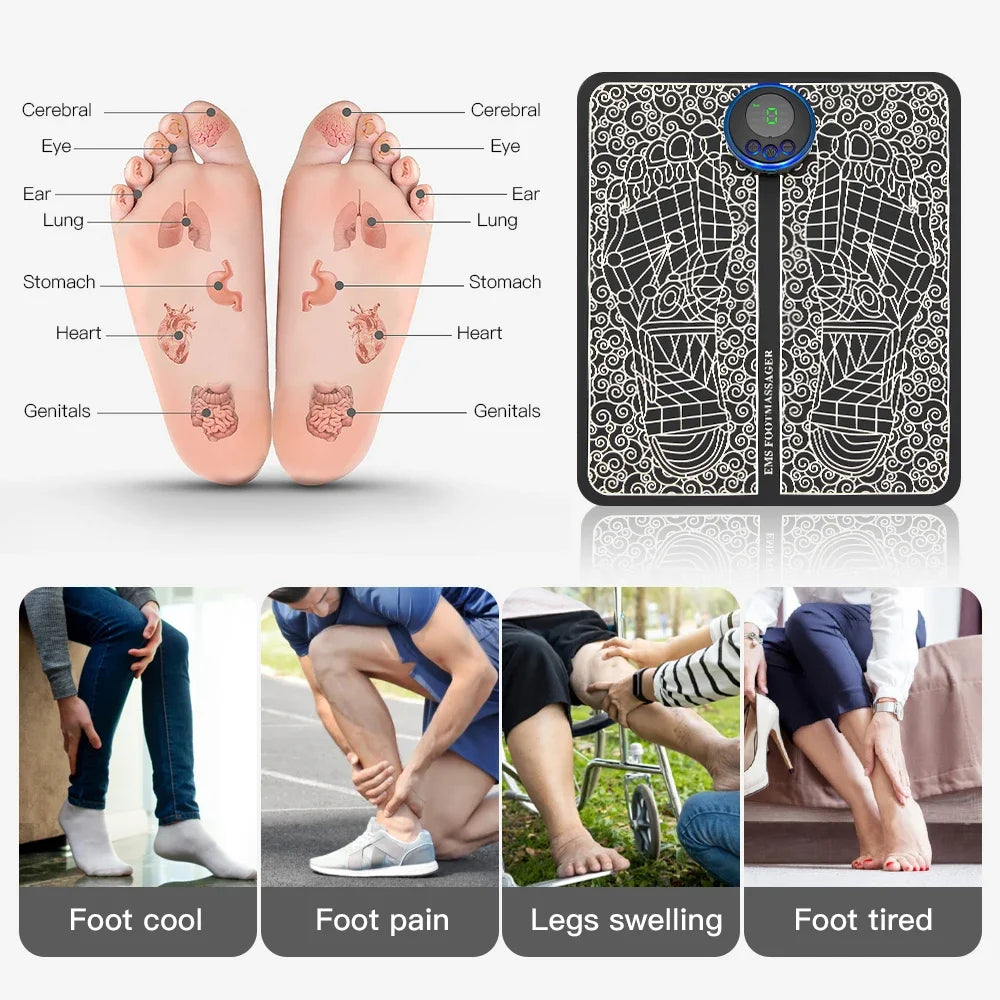 EMS Foot Massager Pad, Pain Relief, Relax Feet, Massage Mat Shock Muscle Stimulation Improve Blood Circulation